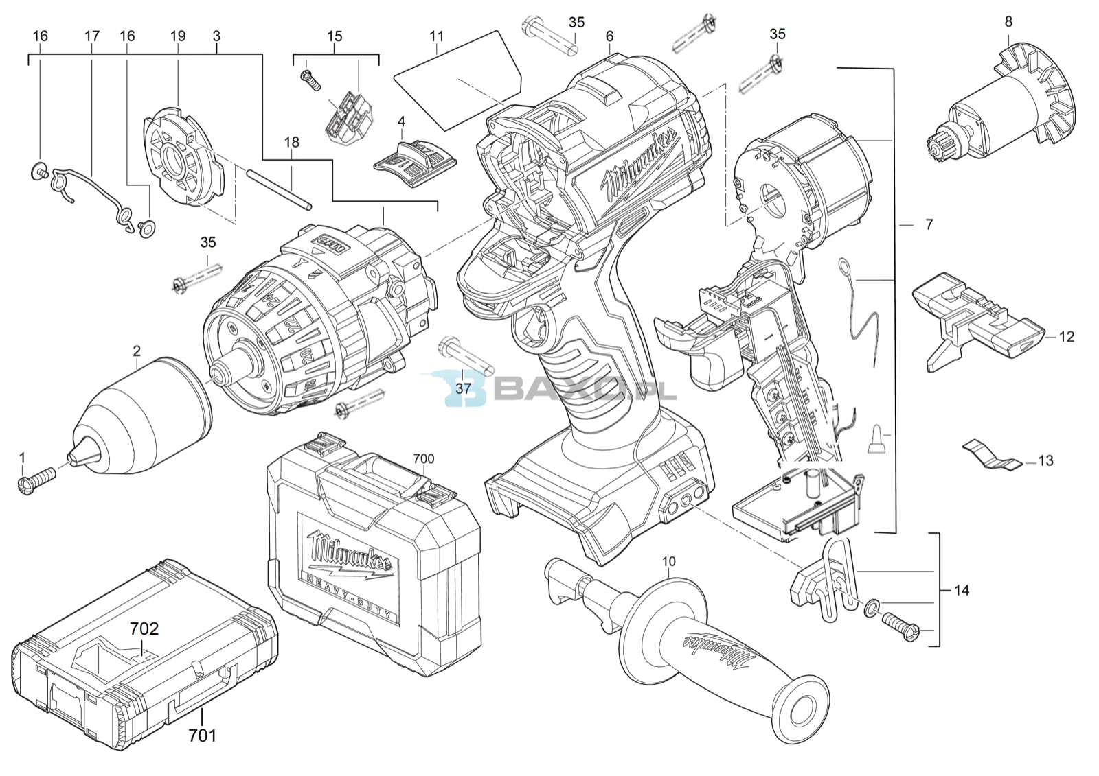 Чертеж шуруповерта. M18 Milwaukee деталировка. Milwaukee m12 CDD схема. M12cd шуруповерт Милуоки схема. Взрыв-схема шуруповерта Milwaukee.